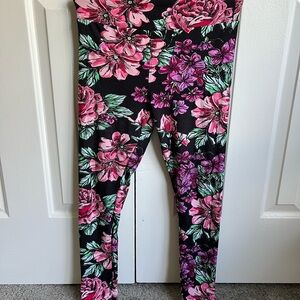 LuLaRoe Leggings with Pink and Purple Floral Design